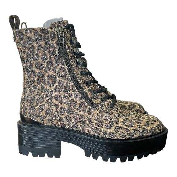 NEW Guess Women's Fearne Lug Sole Lace Up Fall Winter Leopard Bootie Shoes 5.5M - Picture 13 of 13